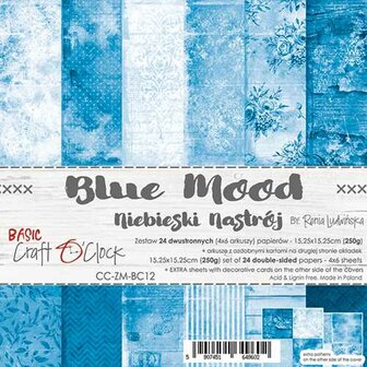 Paper pad 15.25x15.25cm Blue mood p/24vel