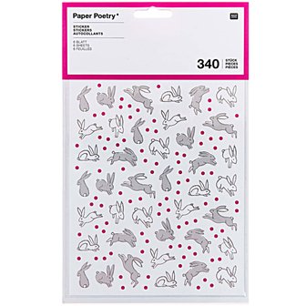 Stickers konijntjes met roze stippen p/340st