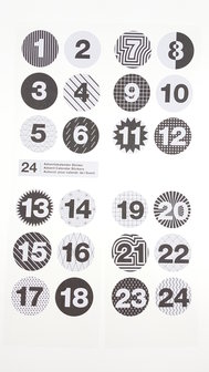 Stickers Adventcijfers 1-24 zwart/wit p/set