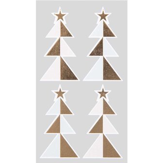 Stickers kerstbomen lichtroze/mint/goud p/16st