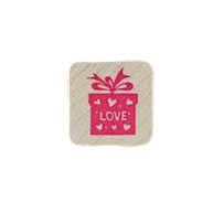 Stempel love in cadeautje p/st hout