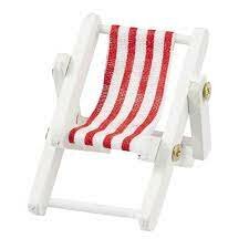 Strandstoel rood/wit 5x3.5cm p/st hout