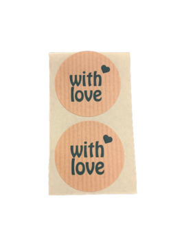 Stickers With love p/20st 3.5cm kraft