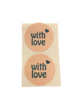 Stickers With love p/500st 3.5cm kraft