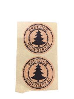 Stickers Prettige feestdagen kerstboom p/100st 3.5cm kraft