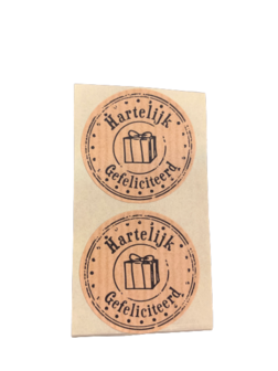 Stickers Hartelijk gefeliciteerd p/500st 3.5cm kraft