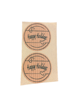Stickers Happy Holidays p/20st kraft 3.5cm
