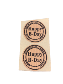 Stickers Happy B-Day p/500st 3.5cm kraft