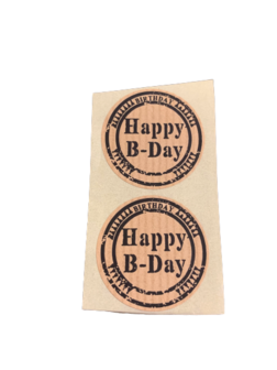 Stickers Happy B-Day p/20st 3.5cm kraft