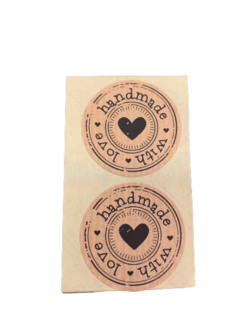 Sticker handmade hart midden p/100st 35mm with love kraft