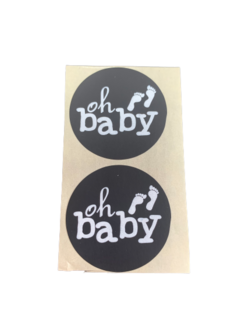 Stickers oh baby p/100st zwart 35mm