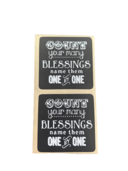 Stickers count your many blessings p/100st zwart 3.5x3.5cm