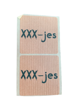 Stickers xxx-jes kraft p/500st vierkant 4.5x4.5cm 