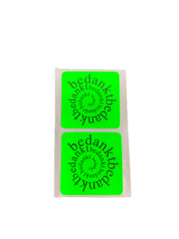Stickers groen p/20st bedankt ronde slinger fluor
