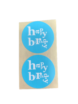Stickers lichtblauw p/500st happy birthday