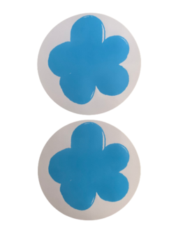 Stickers lichtblauw bloem p/20st 4.5cm