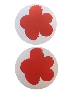 Stickers rood bloem p/100st 4.5cm