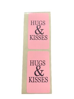 Stickers lichtroze hugs en kisses p/20st