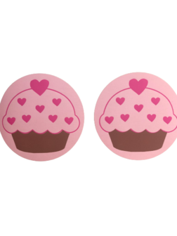 Stickers cupcake roze p/20st 4.5cm