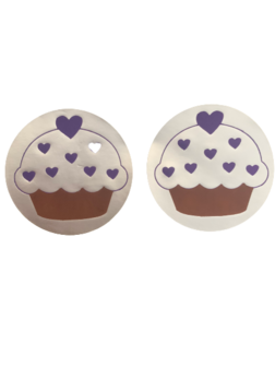 Stickers cupcake zilver p/20st 4.5cm paars