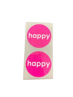 Stickers happy roze p/20st 3.5cm