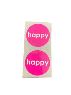 Stickers happy roze p/100st 3.5cm