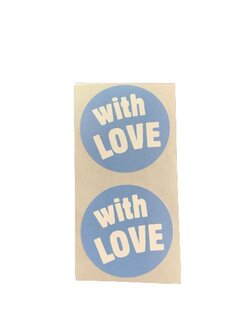 Stickers oudblauw With love 3cm p/100st