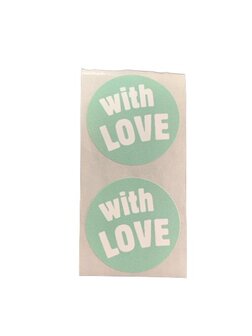 Stickers metaalgroen With love 3cm p/500st