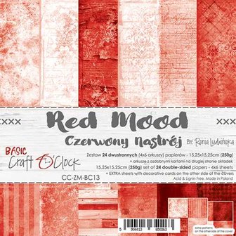Paper pad 15.25x15.25cm red mood p/24vel