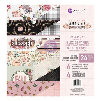 Paper pad 30.5x30.5cm Hello pink autumn p/24vel