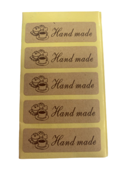 Stickers handmade met koffiekopje 5x1.5cm p/15st kraft