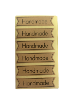Stickers Handmade in vaandel 5x0.8cm p/12st kraft