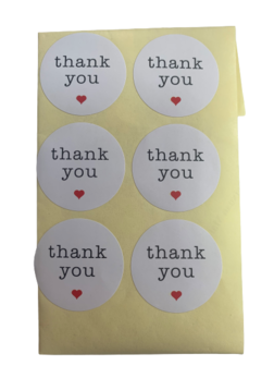 Stickers Thank you klein hartje 3.8cm p/12st rood