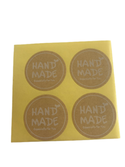 Stickers Handmade rond met vlinder p/12st