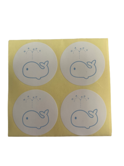 Stickers walvis happy 4cm p/12st wit