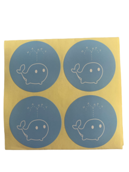 Stickers walvis happy 4cm p/12st blauw