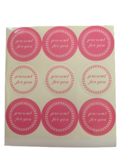 Stickers Present for you 2.7cm p/18st roze