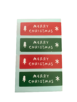 Sticker merry christmas p/12st rood/groen