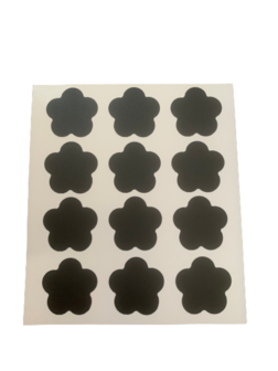 Stickers krijt bloem 3cm p/72st zwart