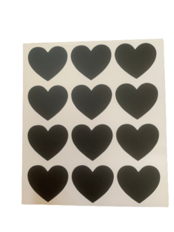 Stickers krijt hart 3cm p/72st zwart
