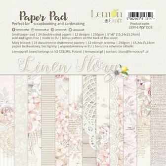 Paper pad 15x15cm Linen story p/24vel