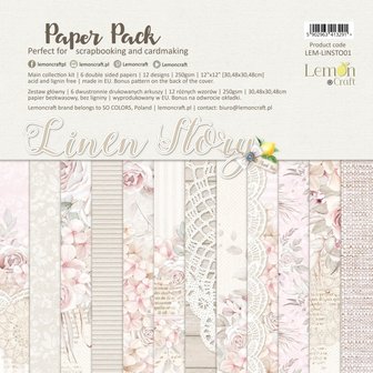 Paper pad 30.5x30.5cm Linen Story p/6vel