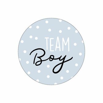 Sticker Team boy blauw p/20st wit