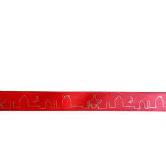 Lint rood satijn 16mm p/mtr sinterklaas op dak 