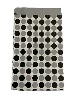 Zakken grijs stip 12x19cm p/25st zwart/wit