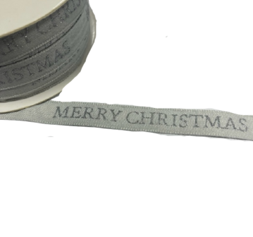 Lint zilver Merry christmas 12mm p/mtr