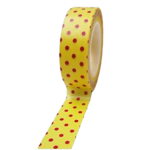 Masking tape stip 15mm p/10m geel/rood