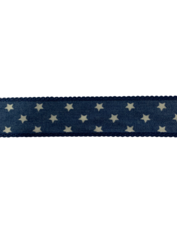 Lint donkerblauw 25mm p/mtr spijkerstof sterren 