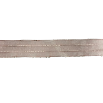 Lint oudroze 25mm p/mtr 4 strepen Nodini 