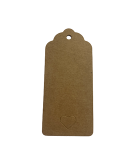 Labels uitgestanst hartje 4x8.5cm p/100st kraft 